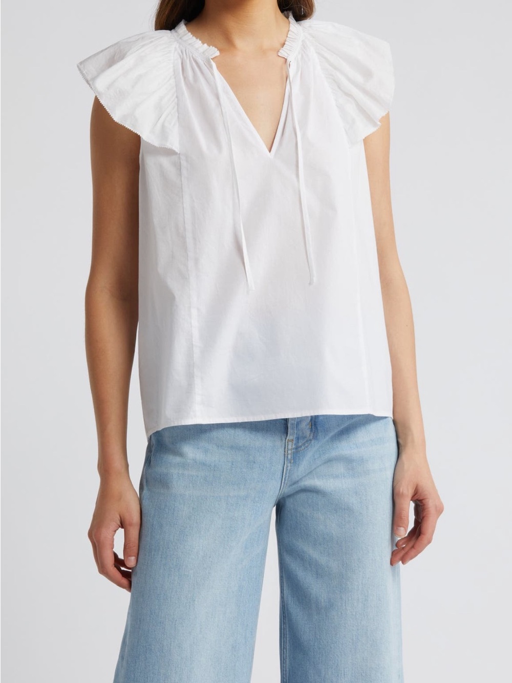 Rails White Ruffle-Sleeve V-Neck Camisole